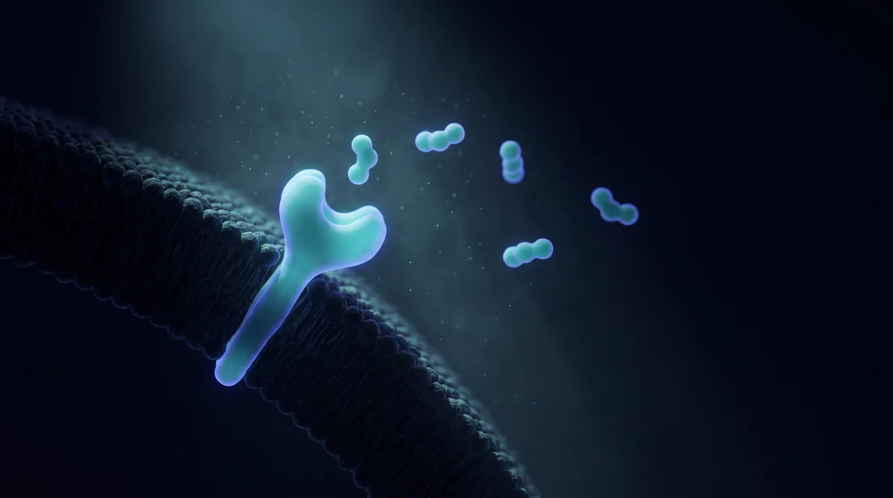 Receptor op een celmembraan met aandockende hormoonmoleculen